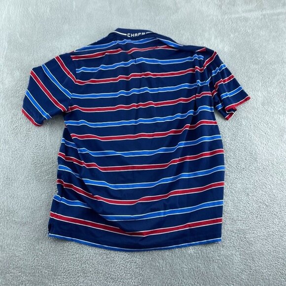 Chaps Golf Mens XL Polo Shirt Blue/Red/White Striped Short Sleeve 3556 - Picture 2 of 9